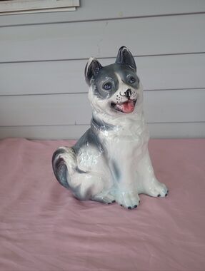 Ceramic Husky Dog Figural, Home Decor